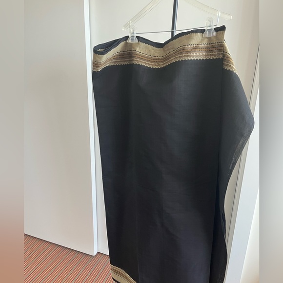 Fabindia handloom 100% cotton black & beige saree sari w stunning palloo - New - Picture 8 of 15